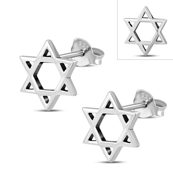 𝅺TINY Star of David Posts in 925 Silver Perfect for 2nd / 3rd piercings - Picture 1 of 2